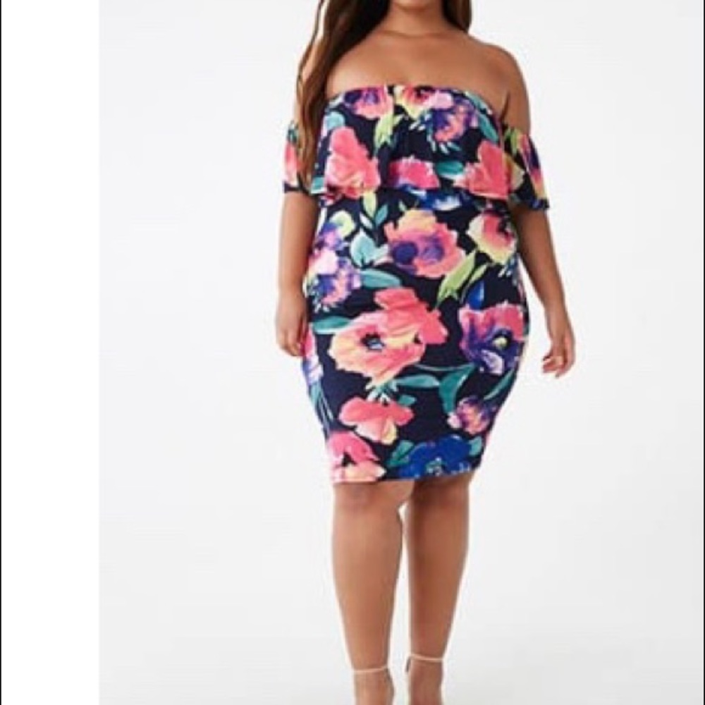 Plus size floral flounce dress